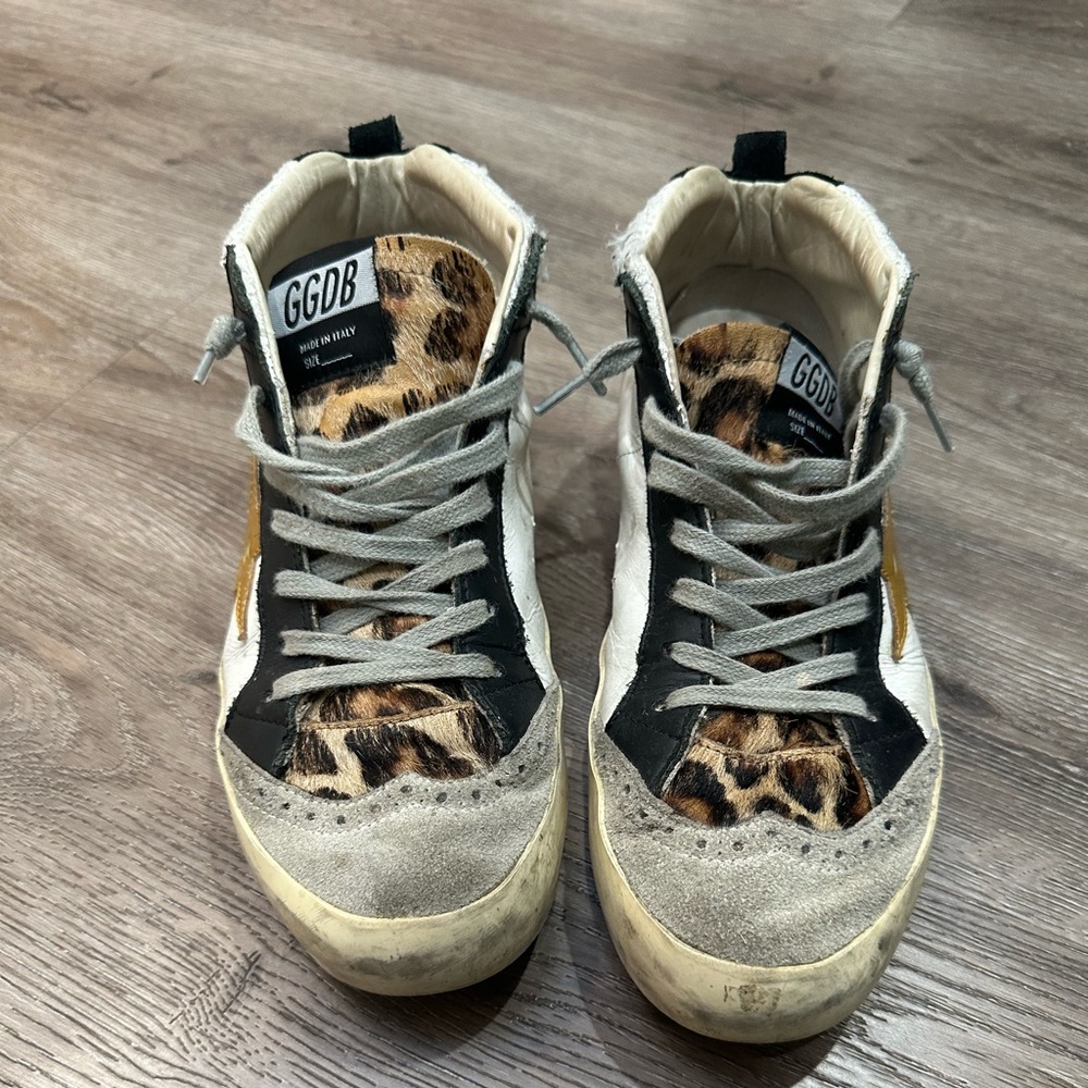 Golden goose leopard with lace backing..size 8